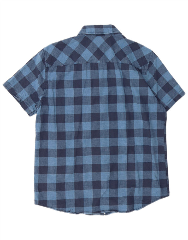 Mustang Camisa Slim Fit De Manga Corta Para Hombre Vichy Azul Medio