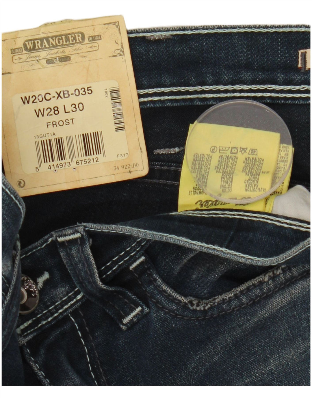 WRANGLER Vaqueros ajustados Stokes para mujer W28 L30 Algodón azul marino