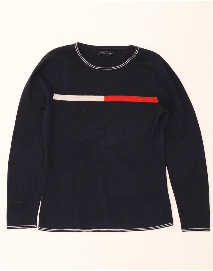 TOMMY HILFIGER Suéter tipo jersey con cuello barco para mujer UK 40 Grande Azul marino
