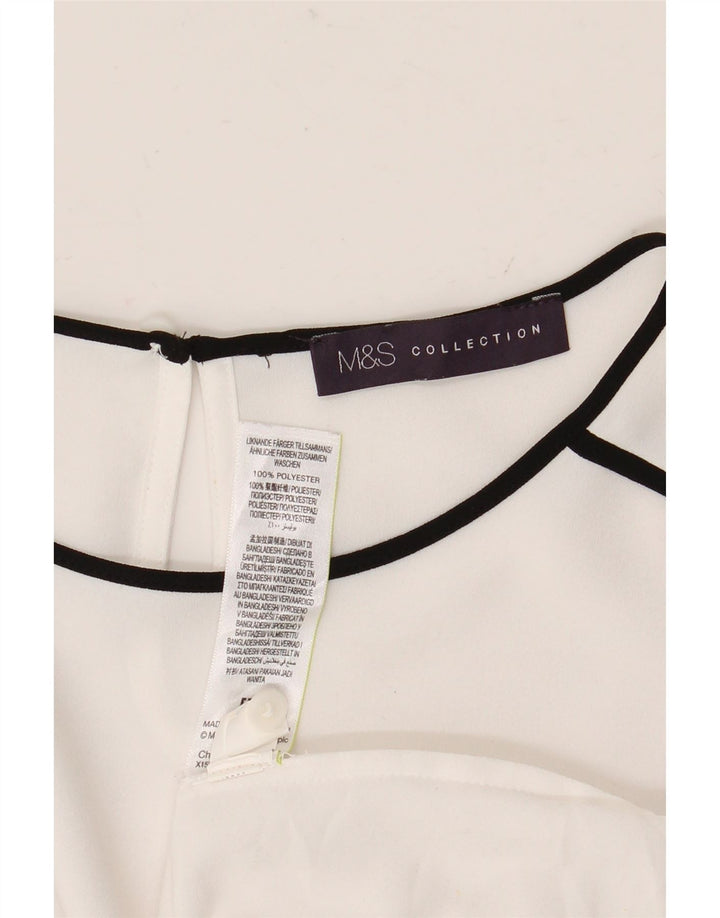 Marks & Spencer Blusa de manga larga para mujer UK 42 Poliéster blanco mediano
