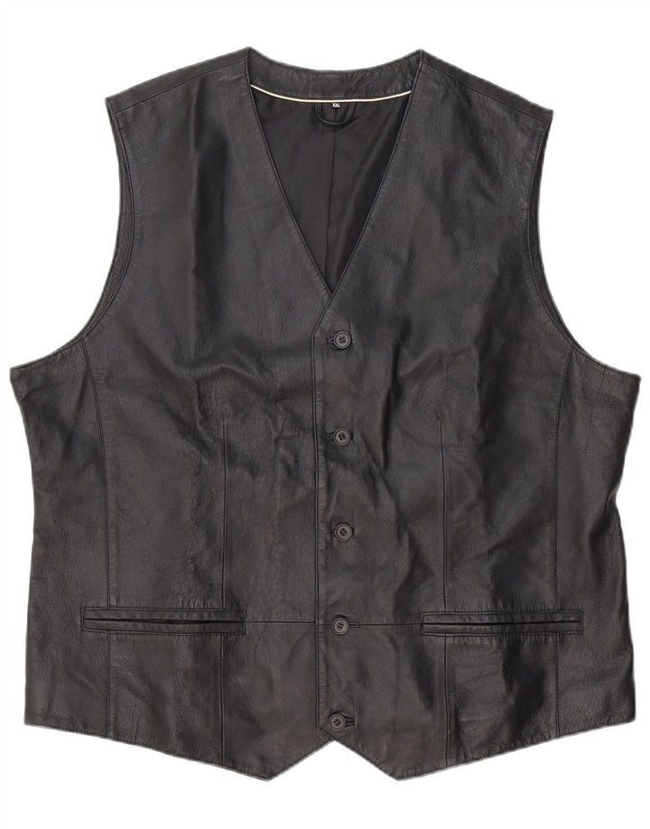 C&A Chaleco de cuero Canda para hombre 2XL Cuero negro