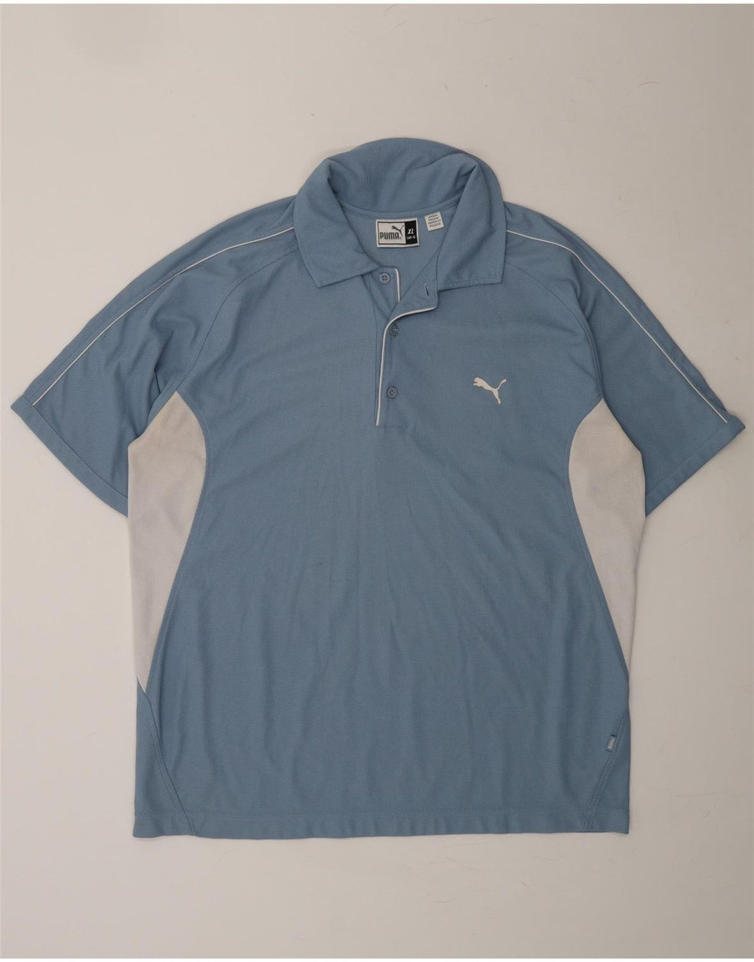 PUMA Mens Polo Shirt XL Blue Colourblock Polyester Vintage Puma and Second-Hand Puma from Messina Hembry 
