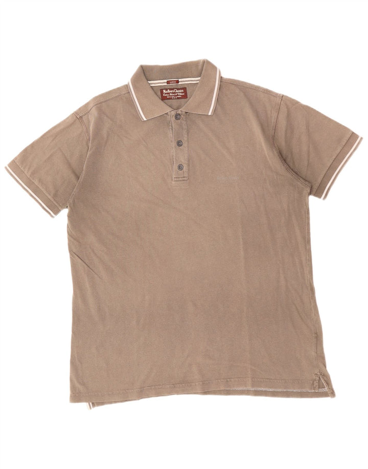 MARLBORO CLASSICS Polo para hombre grande de algodón marrón