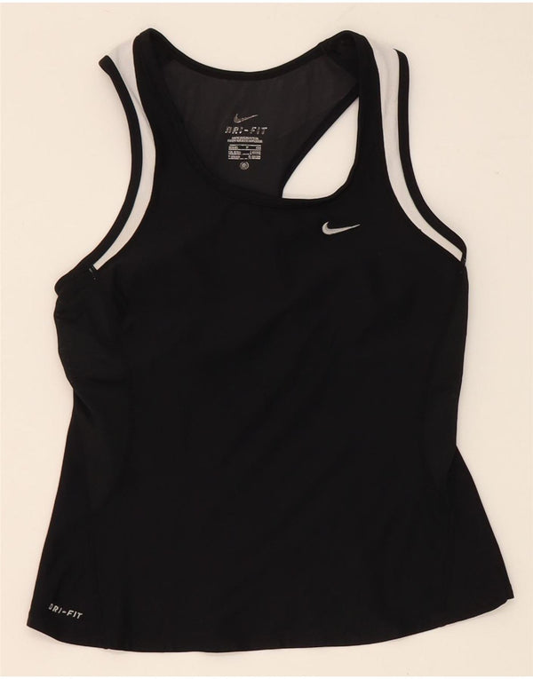 Nike Camiseta sin mangas Dri Fit para mujer UK 8/10 Small Black Colourblock Nylon