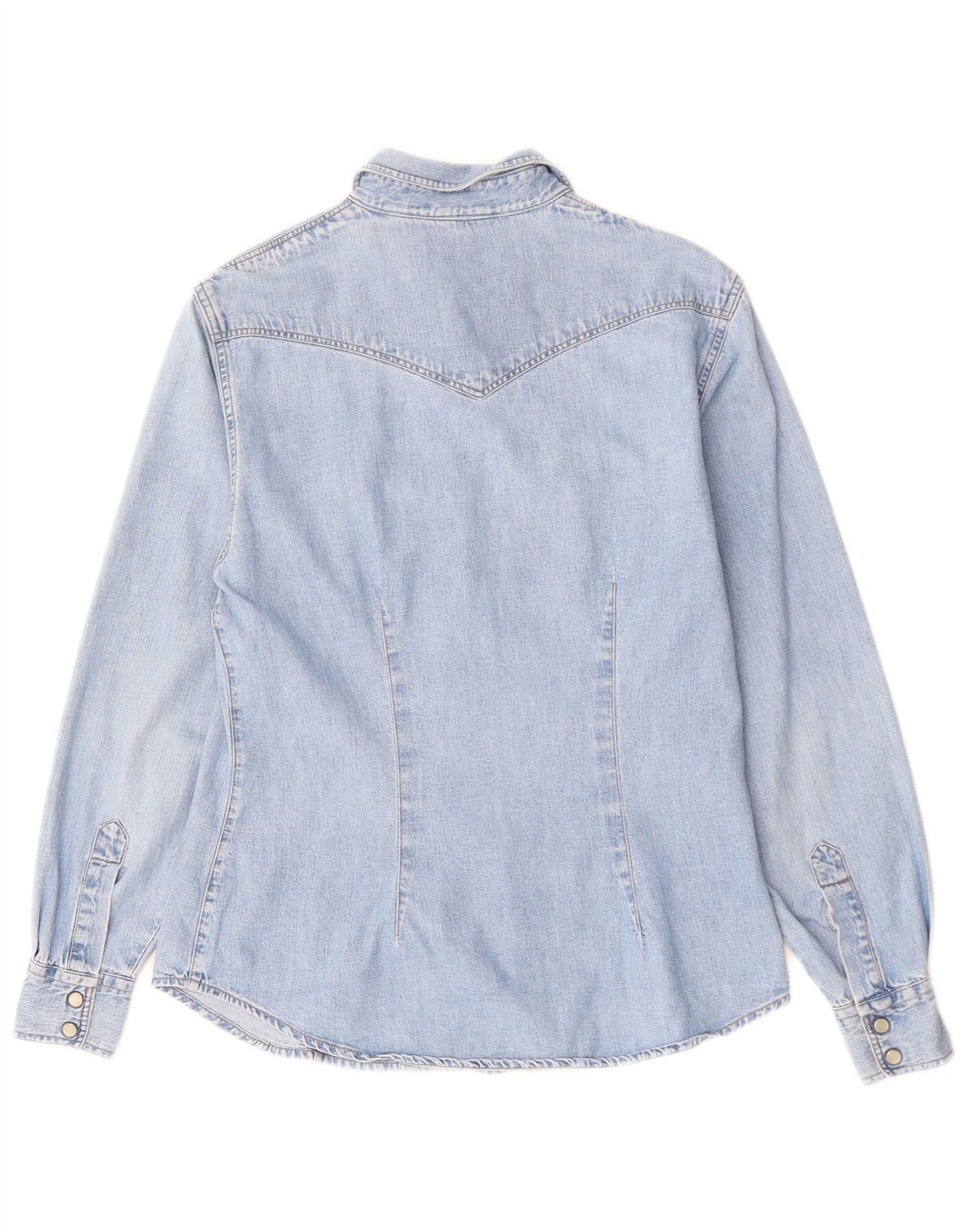 Benetton Camisa Vaquera Mujer ES 40 Small Azul Algodón