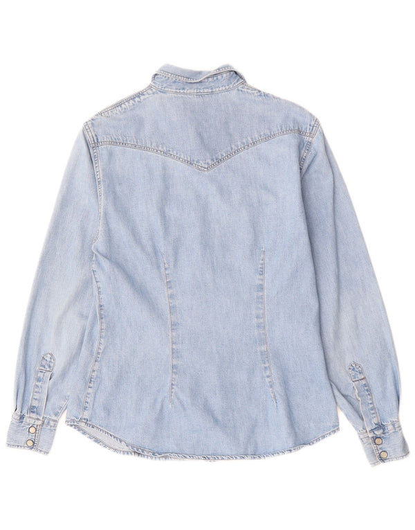 Benetton Camisa Vaquera Mujer ES 40 Small Azul Algodón