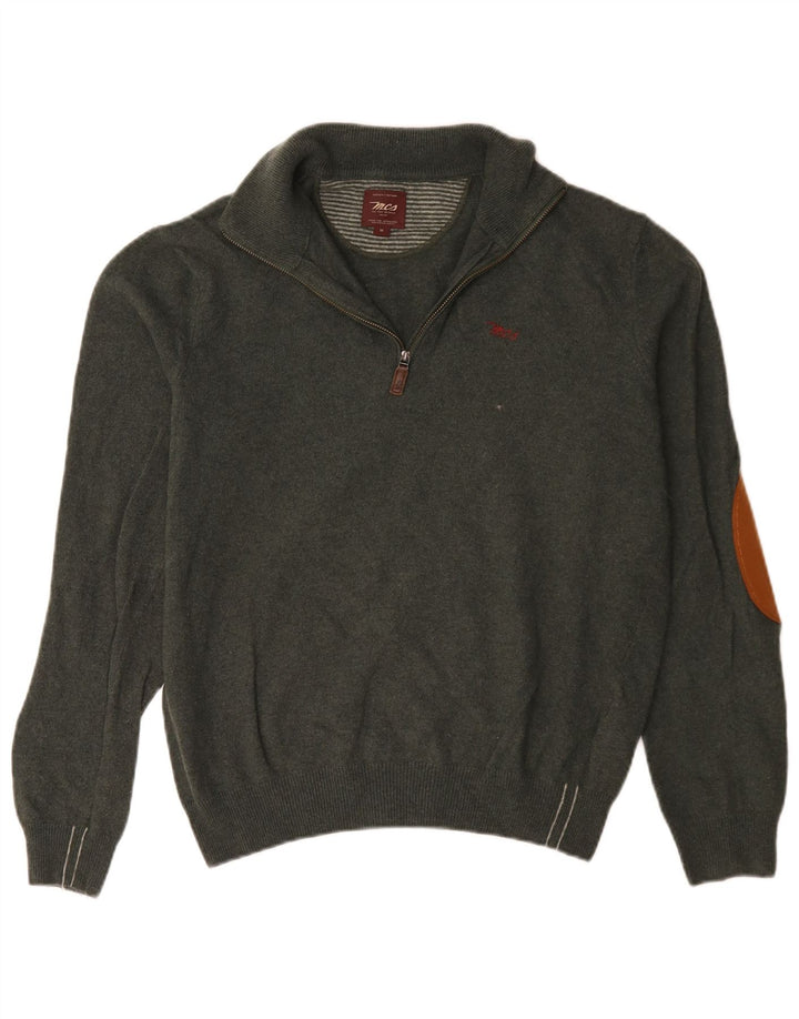 Marlboro Classics Jersey para hombre con cuello y cremallera de lana verde medio