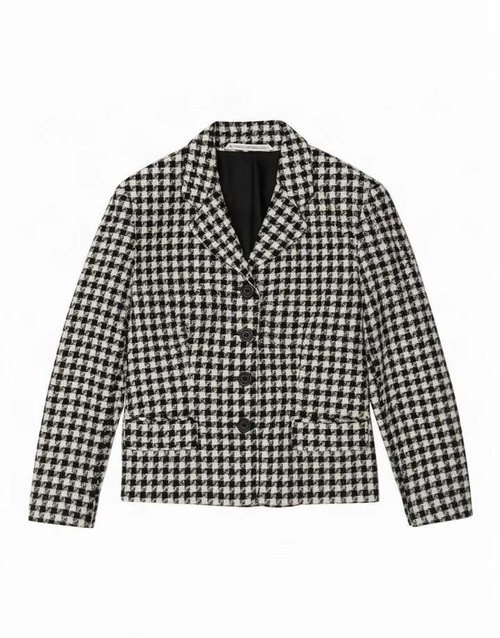 Marks & Spencer Chaqueta tipo blazer de 4 botones para mujer UK 44 Grande Pata de gallo negra