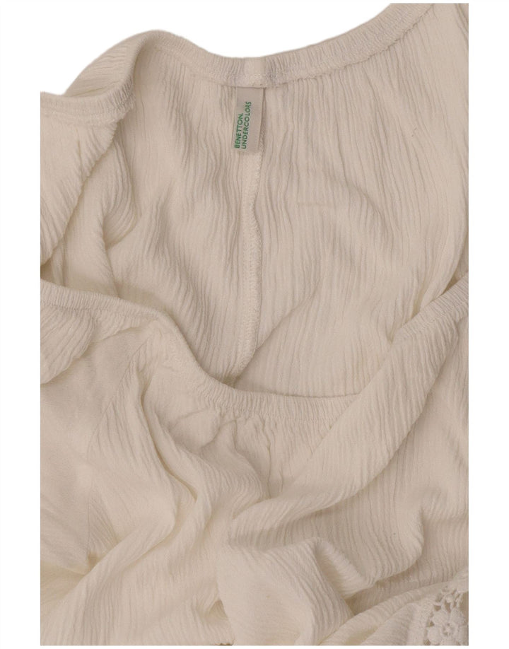 Benetton Blusa Mujer ES 40 XL Blanco