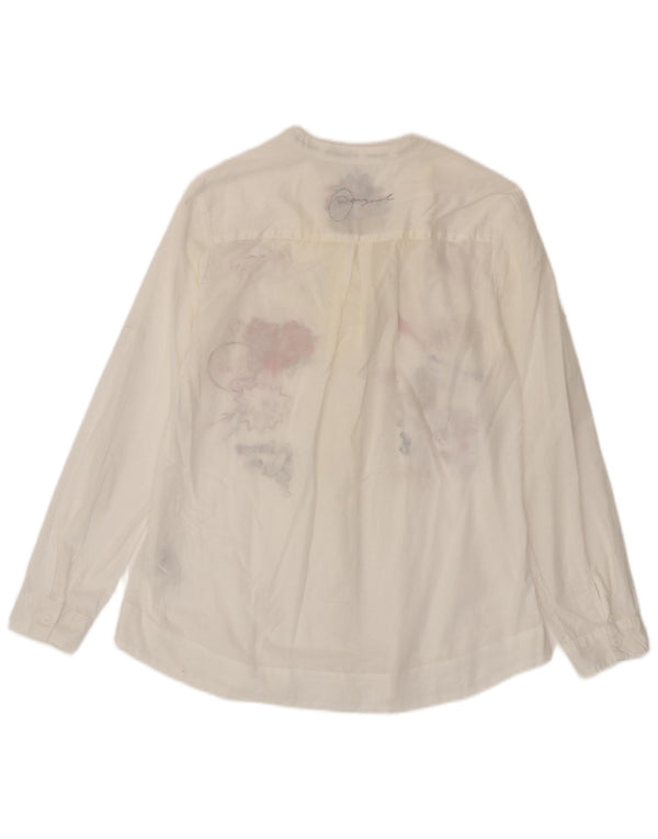 Desigual Blusa gráfica de manga larga para mujer Top Reino Unido 40 Grande Blanco Floral