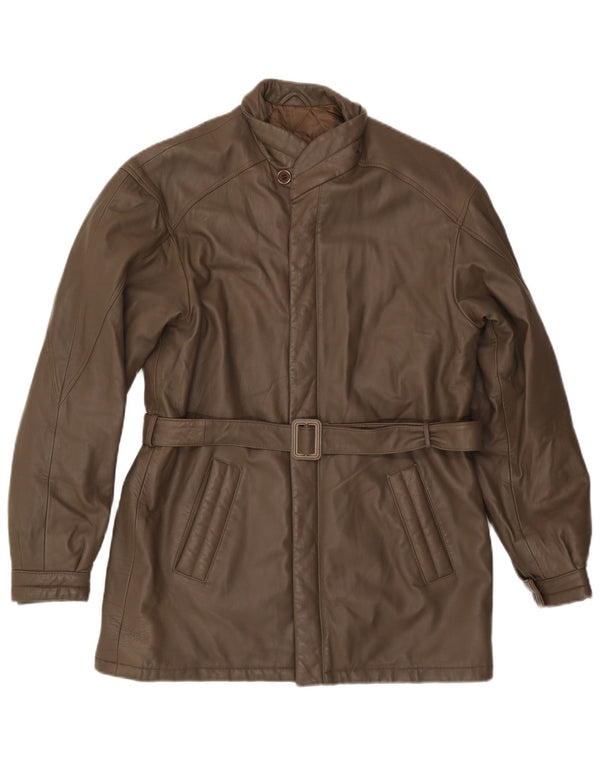 VINTAGE Chaqueta de cuero para hombre IT 48 Cuero marrón medio