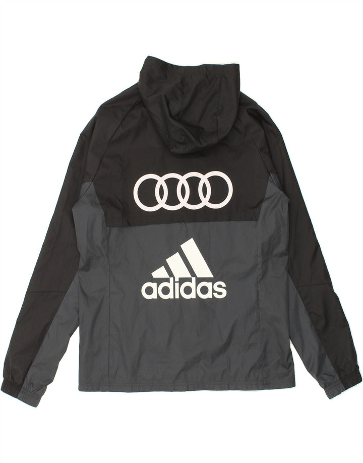 ADIDAS Chaqueta impermeable con capucha gráfica para hombre UK 38 Medium Black Colourblock