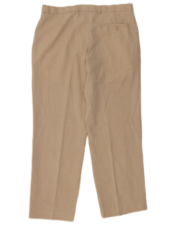 Marks & Spencer Pantalón de traje de corte regular para hombre W34 L29 Poliéster beige
