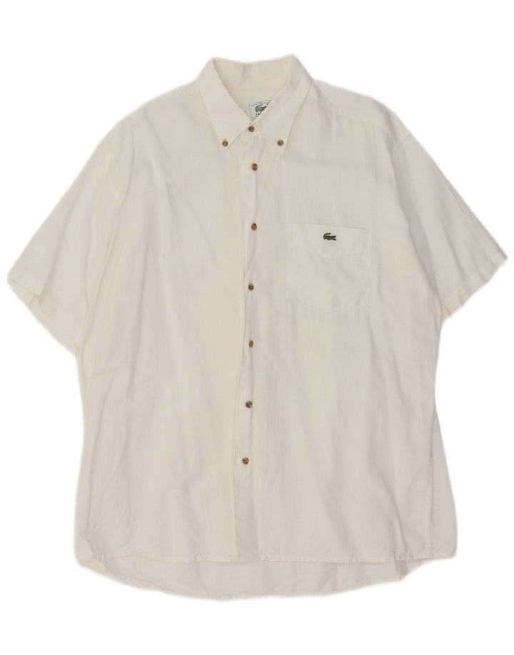Camisa Lacoste Hombre Manga Corta Talla 42 Grande Blanco