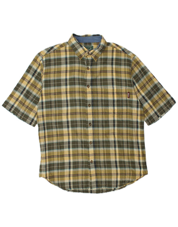 Woolrich Hombre Camisa De Manga Corta De Algodón A Cuadros Caqui Medio