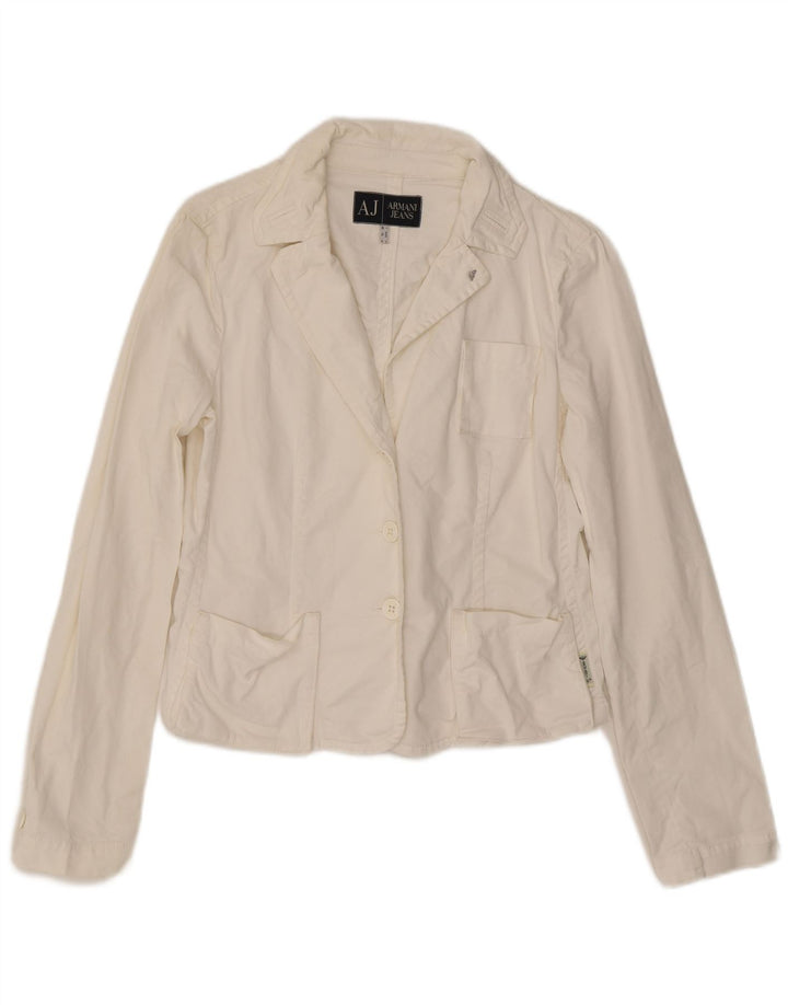 Armani Chaqueta Blazer de 3 Botones para Mujer UK 46 Grande Blanco