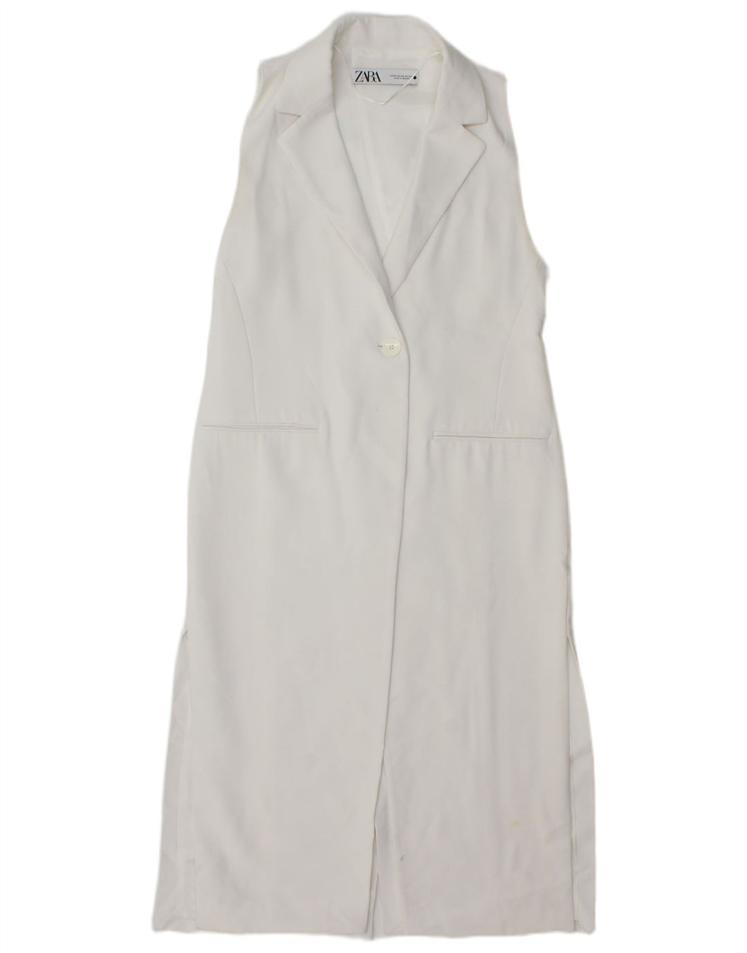 Zara Mujer Regular Chaleco Largo UK 6 XS Blanco