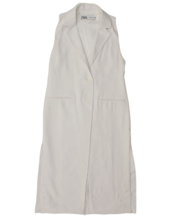 Zara Mujer Regular Chaleco Largo UK 6 XS Blanco