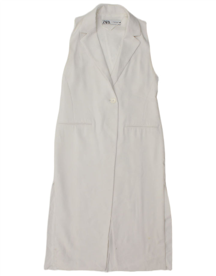 Zara Mujer Regular Chaleco Largo UK 6 XS Blanco