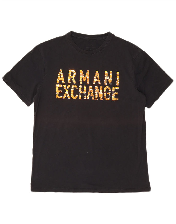 Armani Exchange - Camiseta gráfica para hombre, talla pequeña, color negro