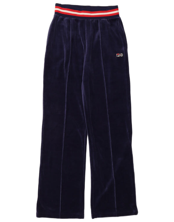 Fila Pantalones de chándal de pernera ancha para mujer UK 40 Medium Azul marino Colorblock