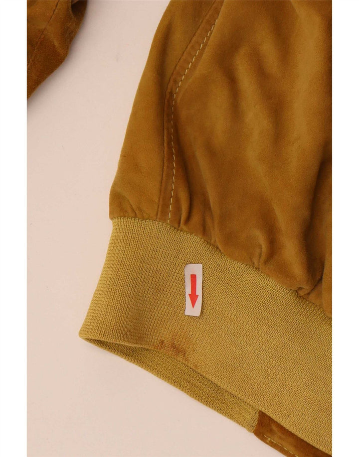 Hugo Boss Chaqueta bomber de ante holgada para hombre EU 48 Cuero marrón medio
