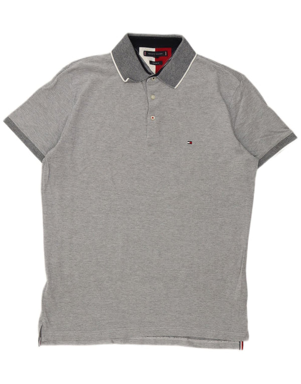 Tommy Hilfiger Polo de corte regular para hombre de algodón gris grande