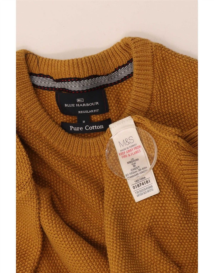 Marks & Spencer Jersey de cuello redondo azul Harbor para hombre Amarillo mediano