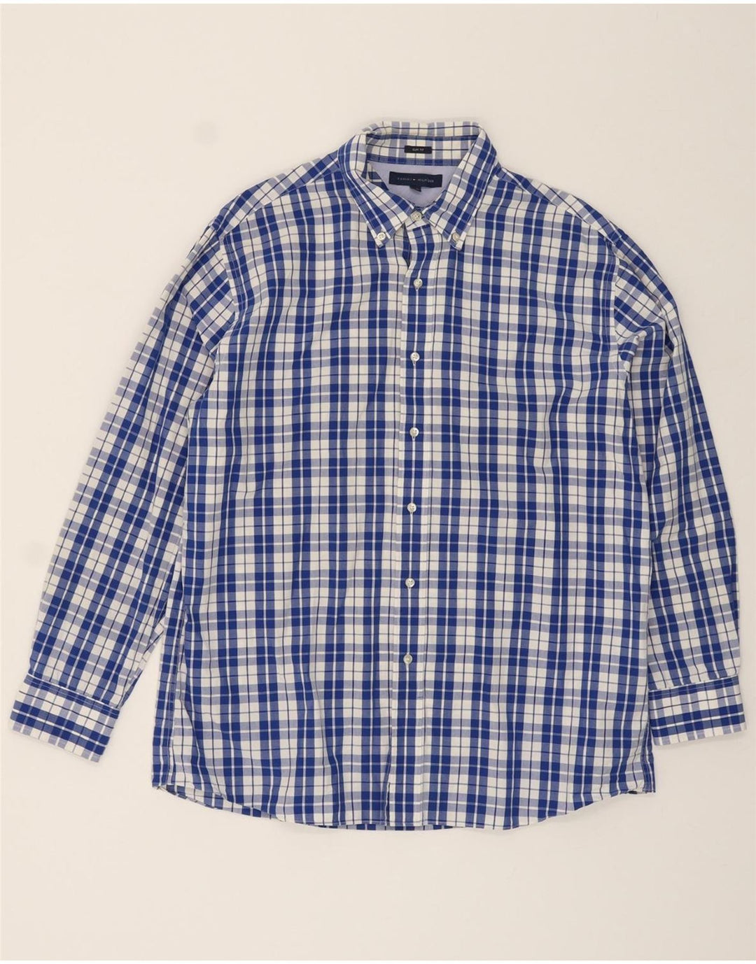 TOMMY HILFIGER Mens Slim Fit Shirt Size 16 1/2 Large Blue Check Vintage Tommy Hilfiger and Second-Hand Tommy Hilfiger from Messina Hembry 