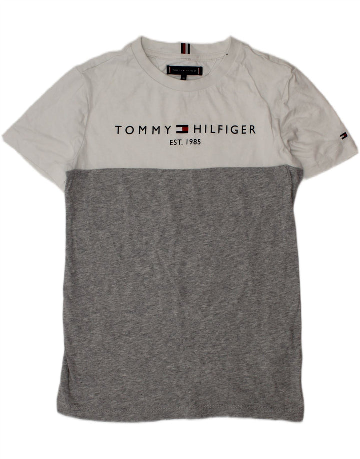 TOMMY HILFIGER Camiseta gráfica para niño 9-10 años Algodón color block gris