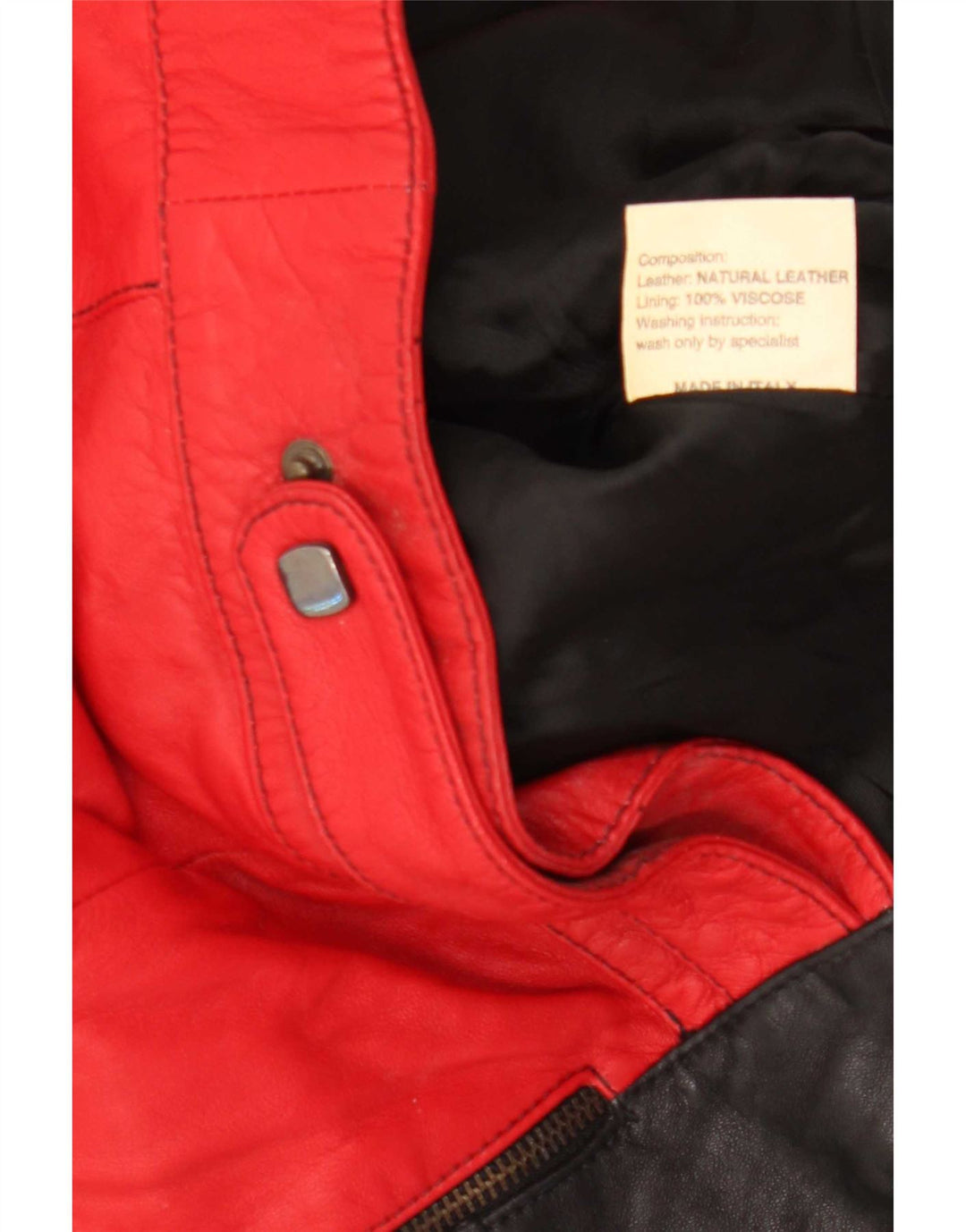 David 2 Chaqueta de cuero para mujer UK 44 Cuero color block rojo mediano
