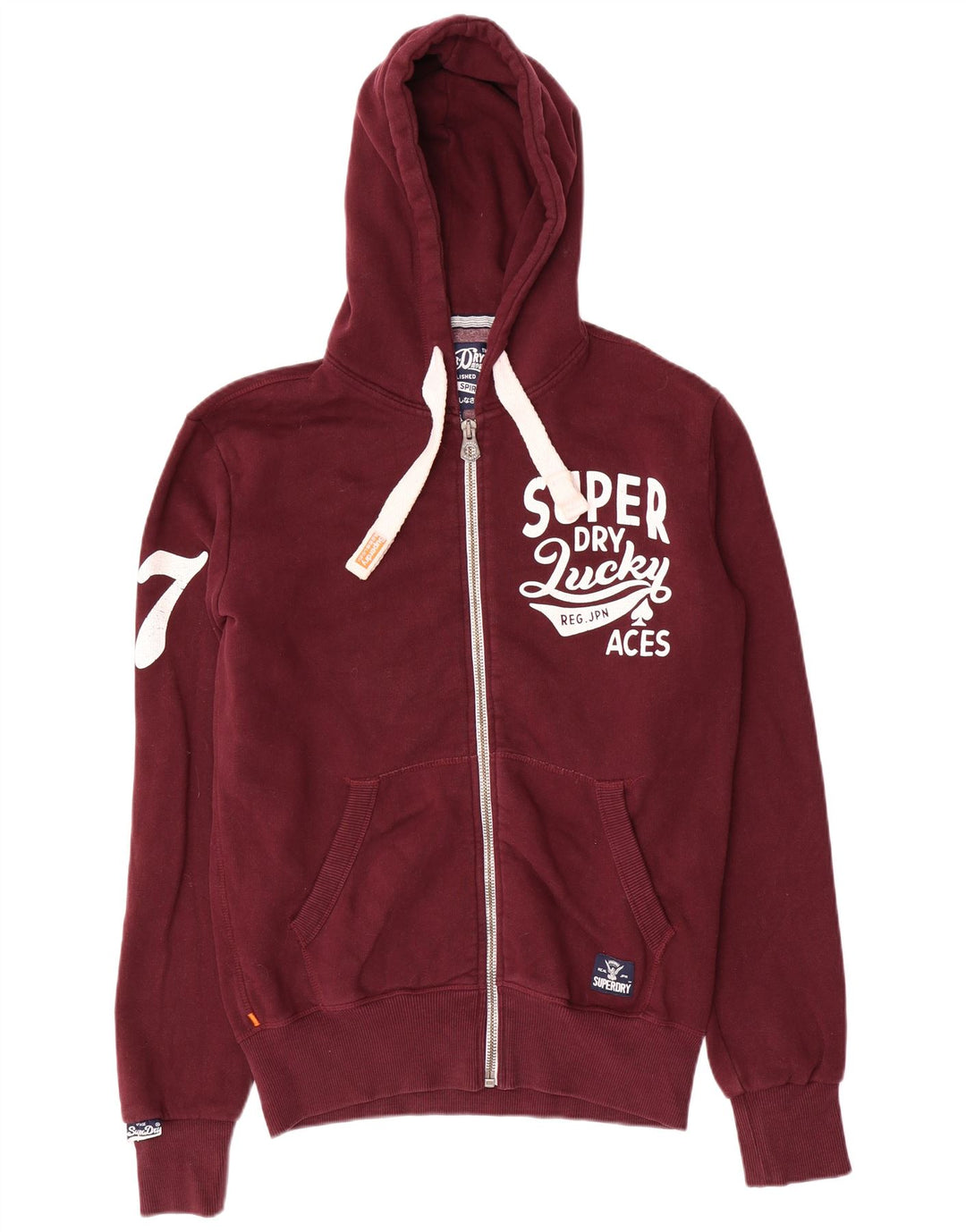 Superdry Sudadera con capucha y cremallera gráfica para hombre, talla pequeña, de algodón granate