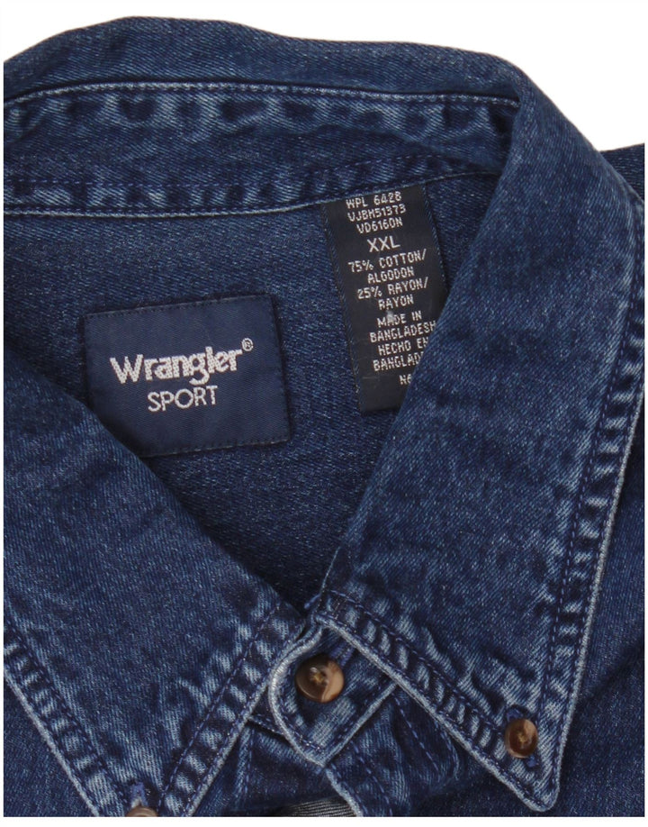 Wrangler Camisa vaquera para hombre 2XL Algodón azul marino