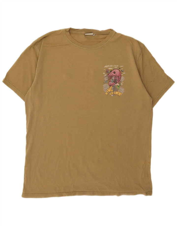 Weird Fish Camiseta gráfica para hombre Top Algodón caqui mediano