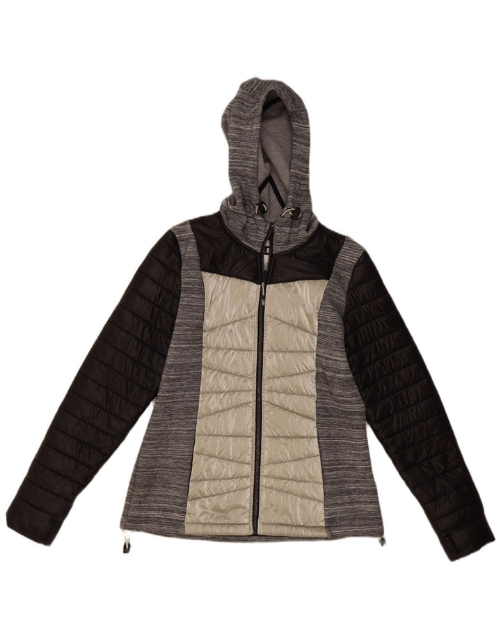 Superdry Mujer Chaqueta Acolchada Con Capucha Nylon Gris Medio UK 42