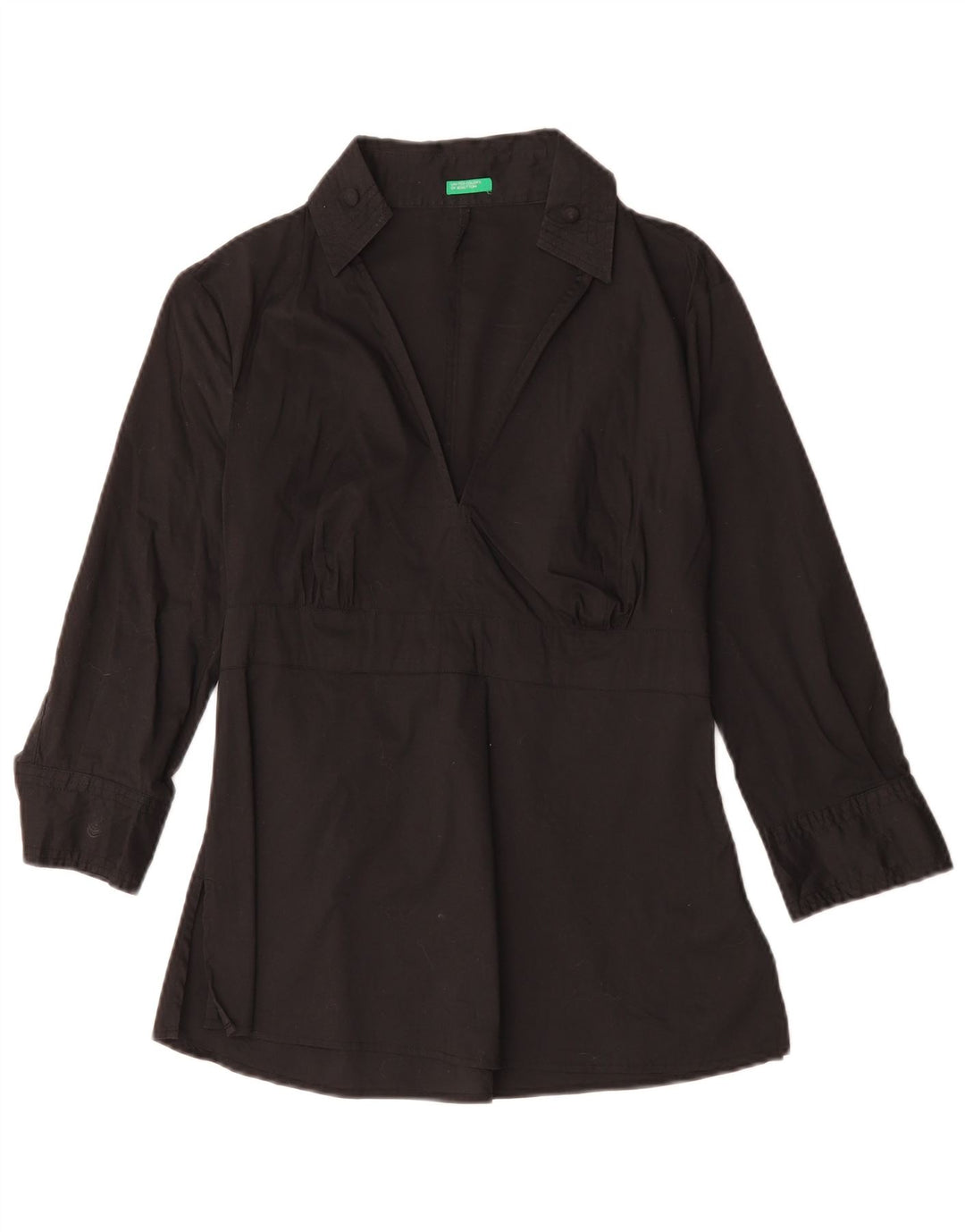 BENETTON Blusa de manga 3/4 para mujer UK 40 Small Algodón negro