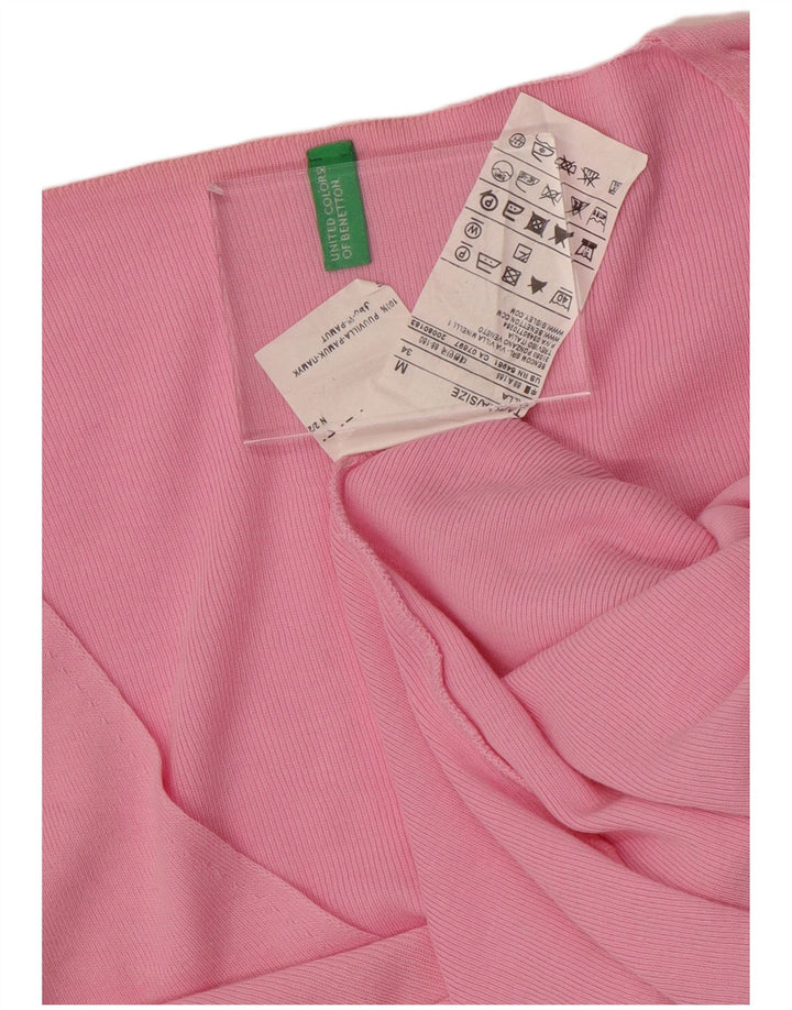 BENETTON Jersey con cuello en V para mujer UK 42 Algodón rosa medio