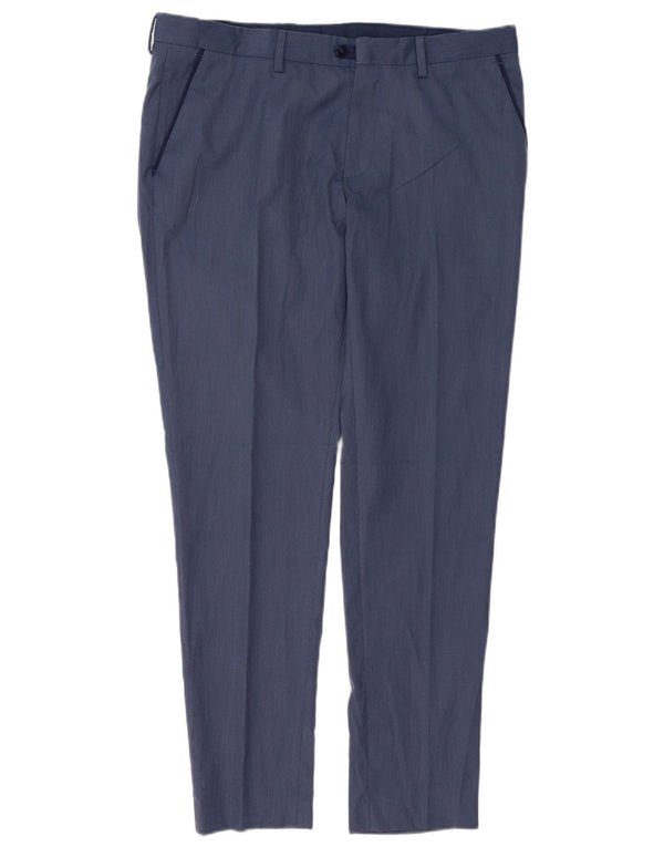Zara Mens Slim Chino Pantalones EU 44 Large W34 L31 Poliéster Azul