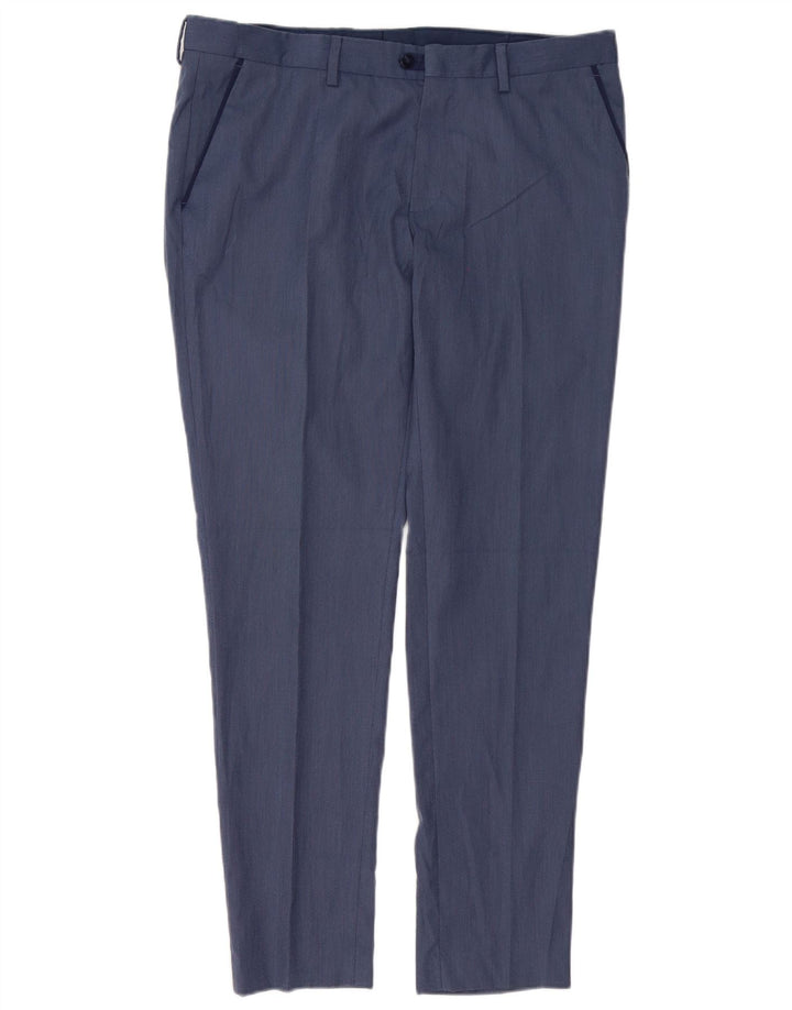 Zara Mens Slim Chino Pantalones EU 44 Large W34 L31 Poliéster Azul