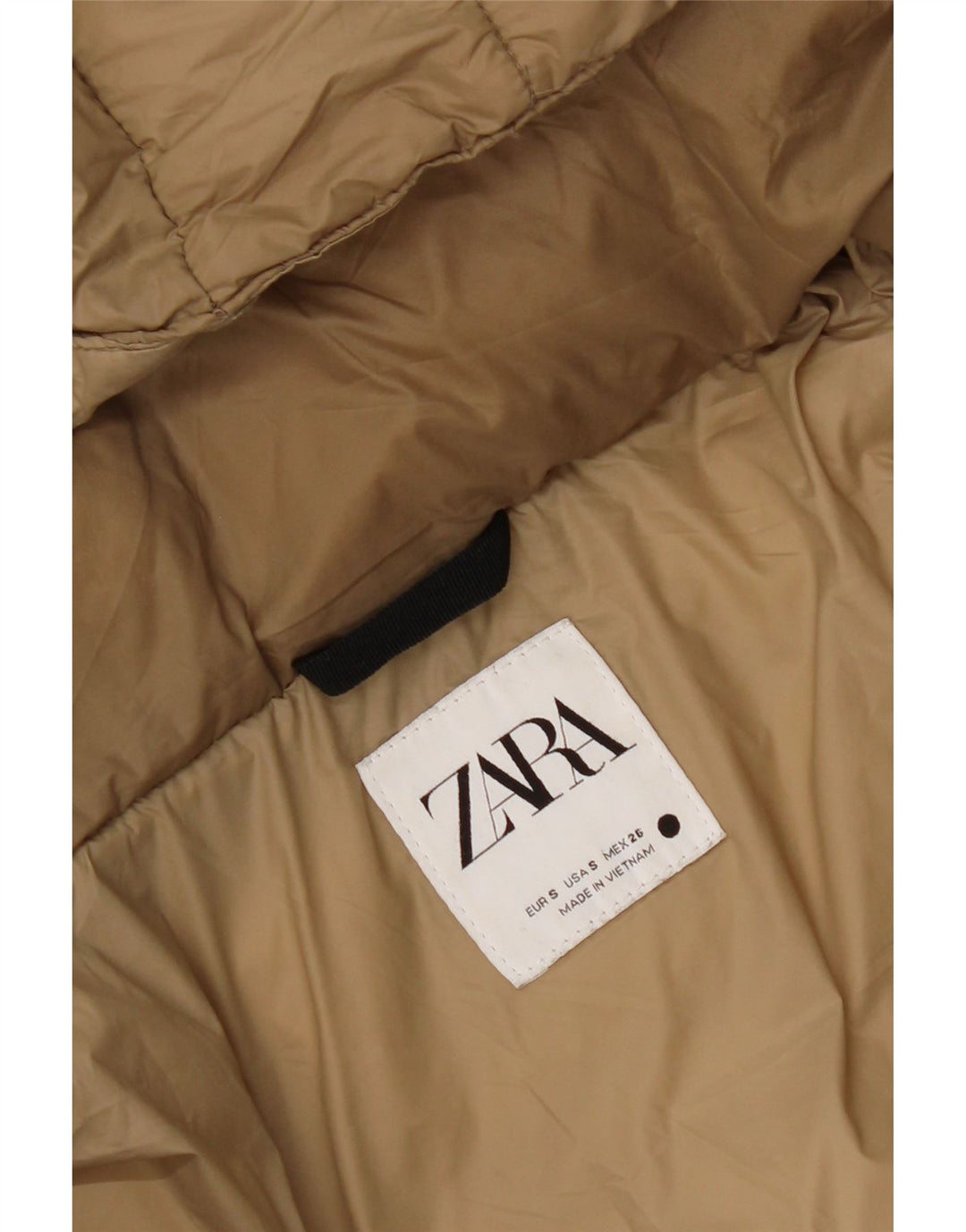 Zara Mens Chaqueta Acolchada Con Capucha UK 36 Small Beige