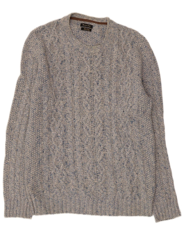 MASSIMO DUTTI Jersey De Cuello Redondo Hombre Large Lana Moteada Azul