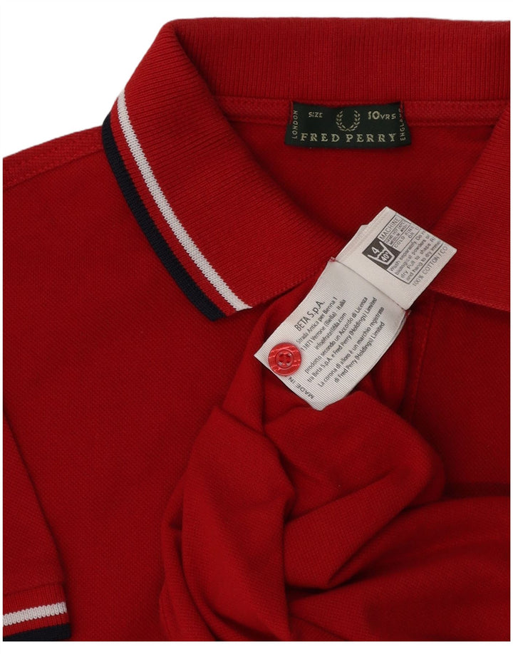 Fred Perry Polo para niño 9-10 años Algodón Rojo