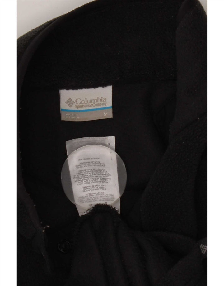 Columbia - Jersey de forro polar con cuello y botones para mujer, talla 40, poliéster negro mediano