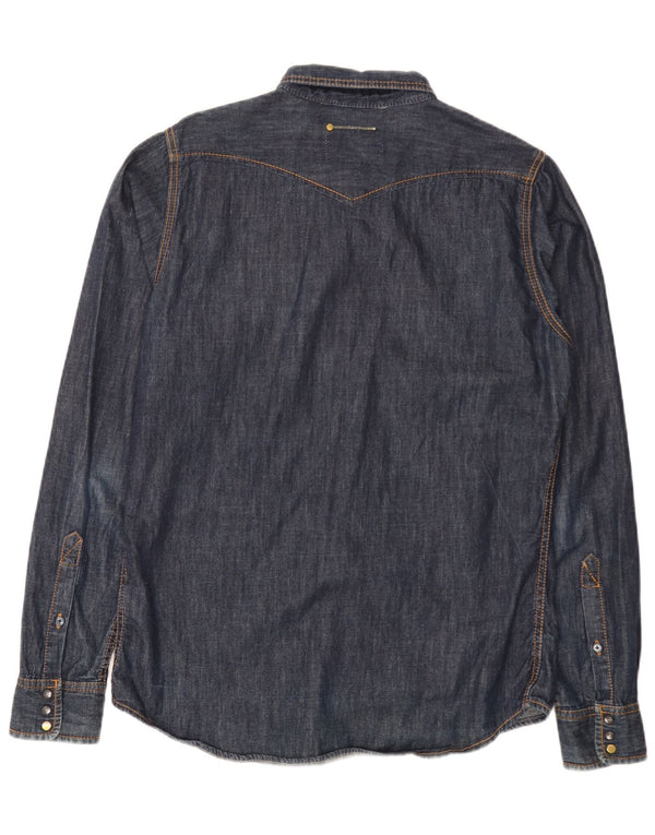 Diesel Camisa Vaquera Para Hombre Grande Algodón Azul Marino