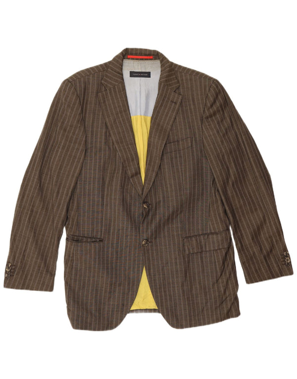 Tommy Hilfiger Chaqueta tipo blazer de 2 botones para hombre IT 52 XL Viscosa a rayas marrón