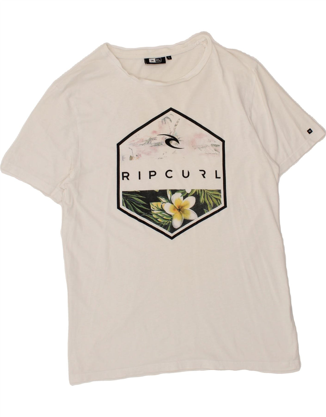 RIP CURL Mens Graphic T-Shirt Top Small White Vintage Rip Curl and Second-Hand Rip Curl from Messina Hembry 