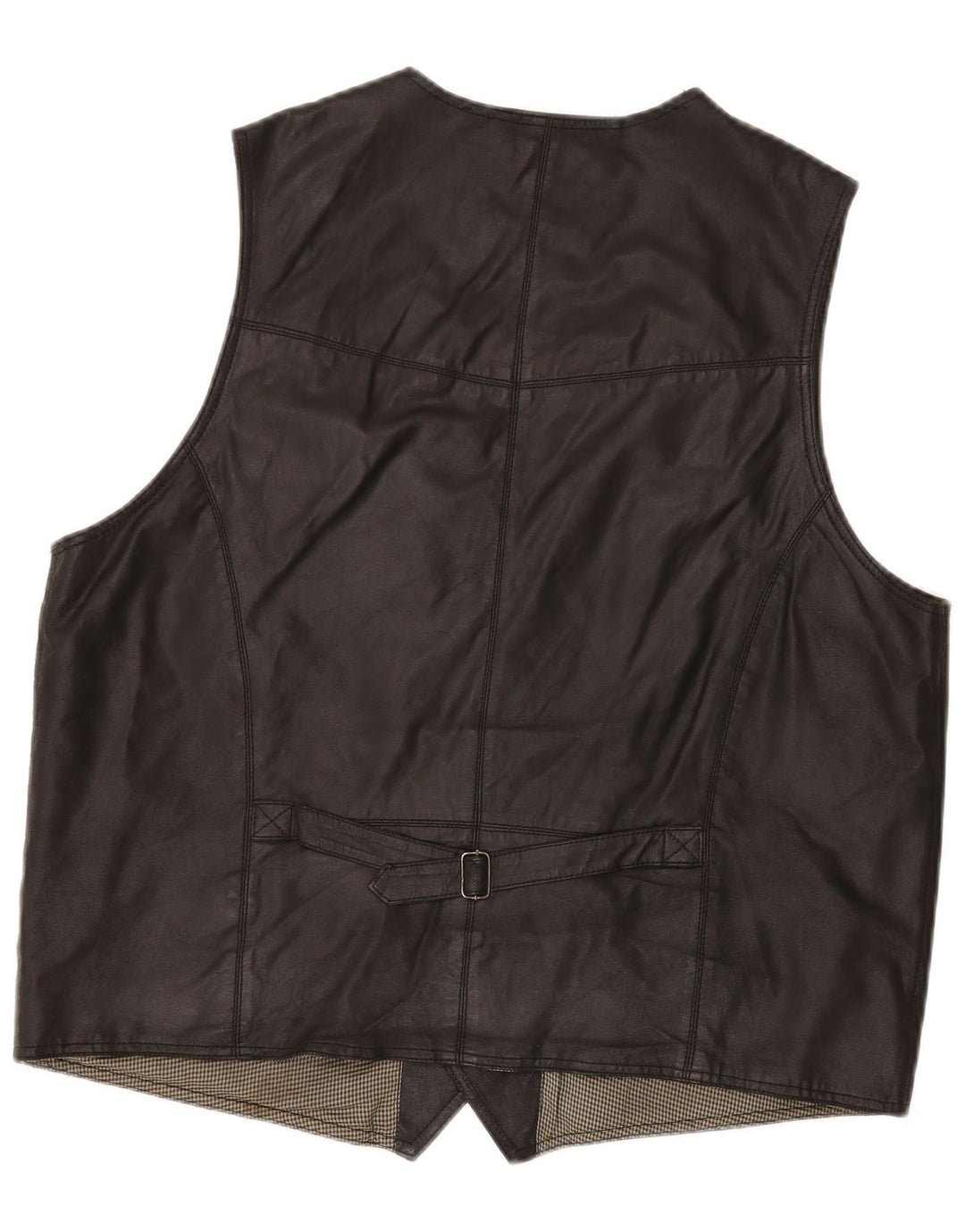 VINTAGE Chaleco de cuero para hombre Cuero negro grande