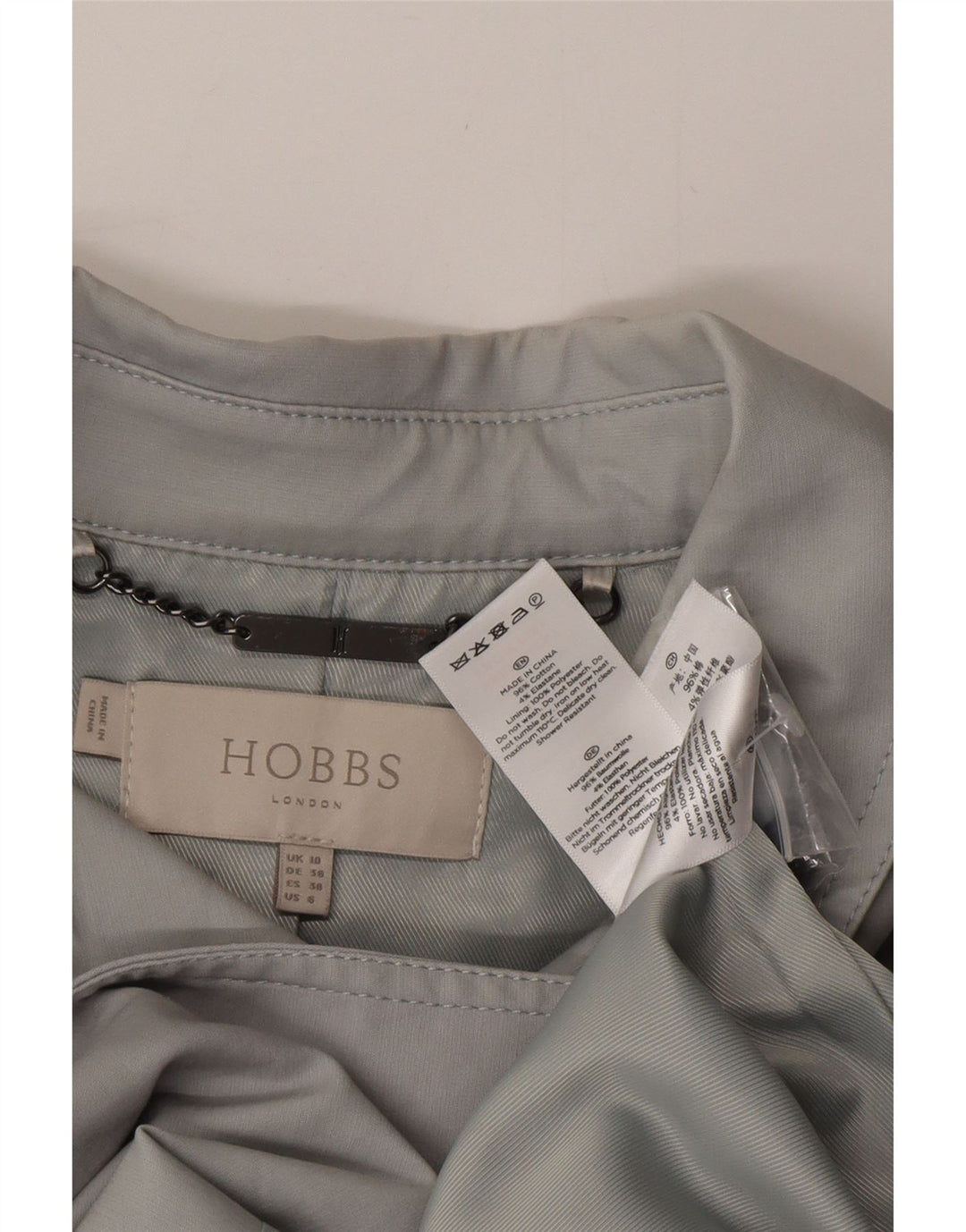HOBBS Gabardina para mujer UK 10 Small Gris Algodón