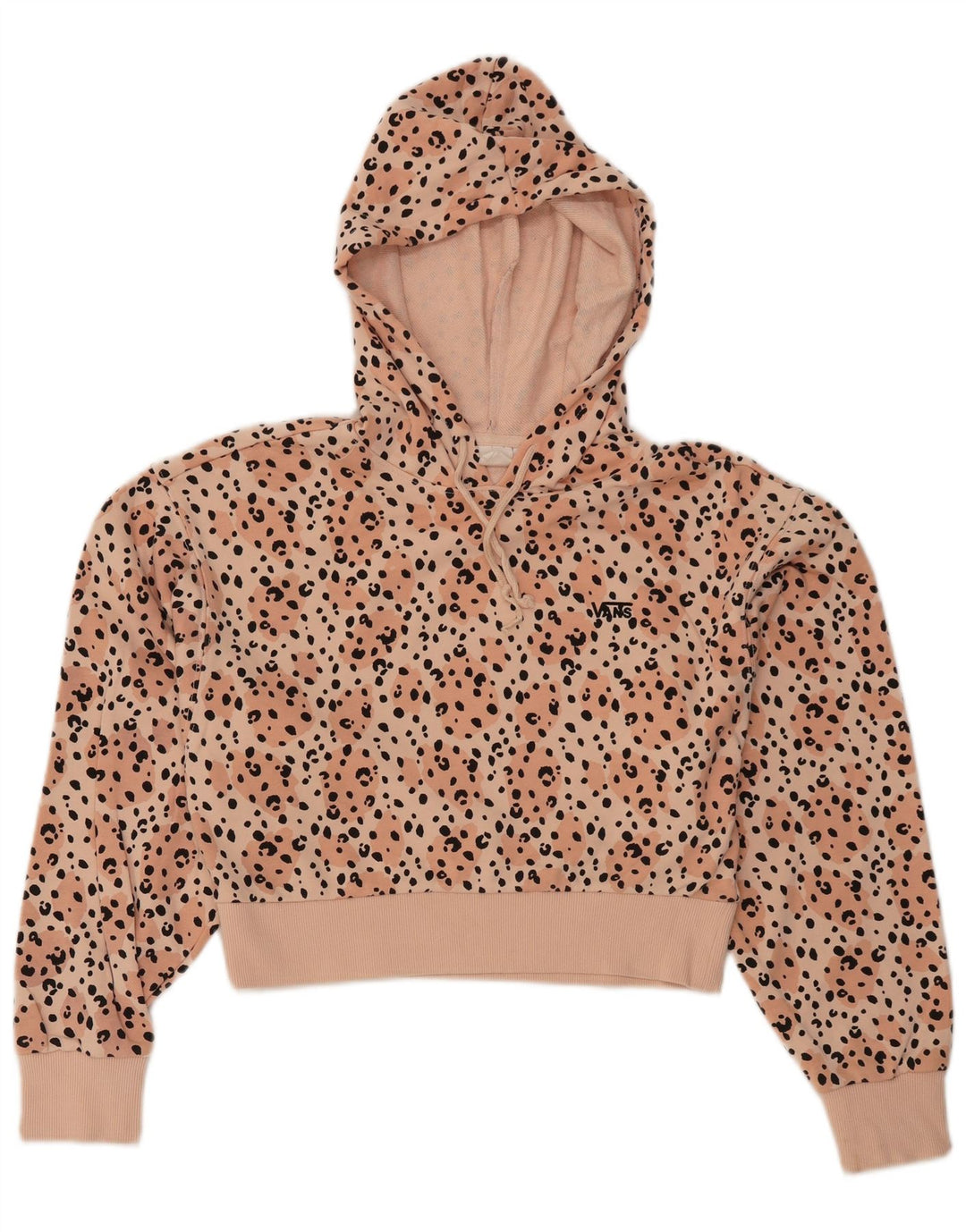 VANS Jersey con capucha corta para mujer UK 10 Small Pink Animal Print Cotton