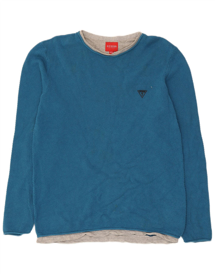 Guess Camiseta De Manga Larga De Algodón Color Block Azul Grande Para Hombre